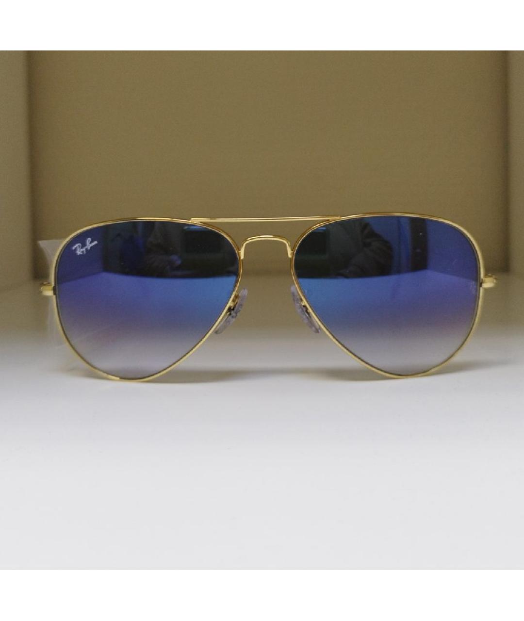 RAY BAN Голубые металлические солнцезащитные очки, фото 7