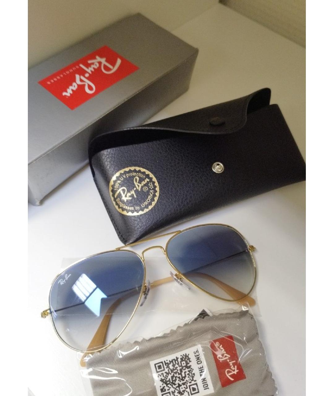 RAY BAN Голубые металлические солнцезащитные очки, фото 4