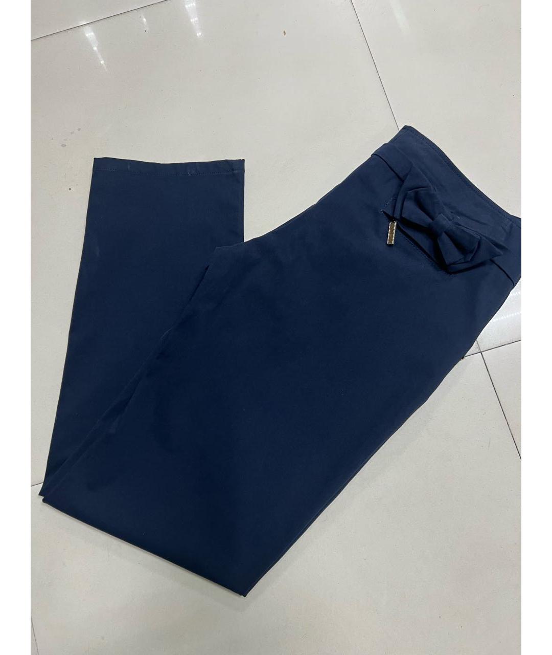 VDP Темно-синие вискозные прямые брюки, фото 2