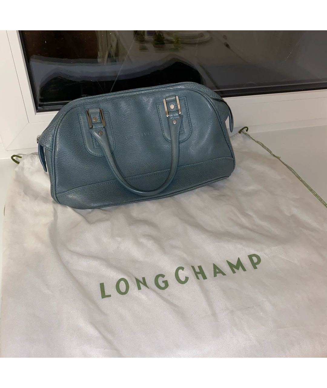 LONGCHAMP Бирюзовая кожаная сумка тоут, фото 5