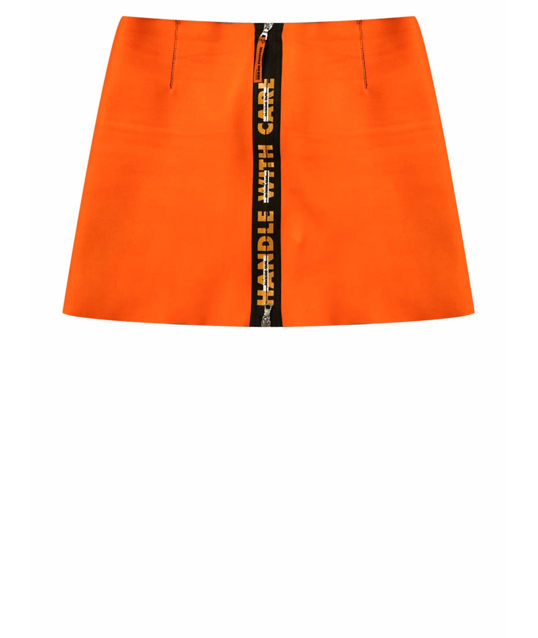 HERON PRESTON Оранжевая кожаная юбка мини, фото 1