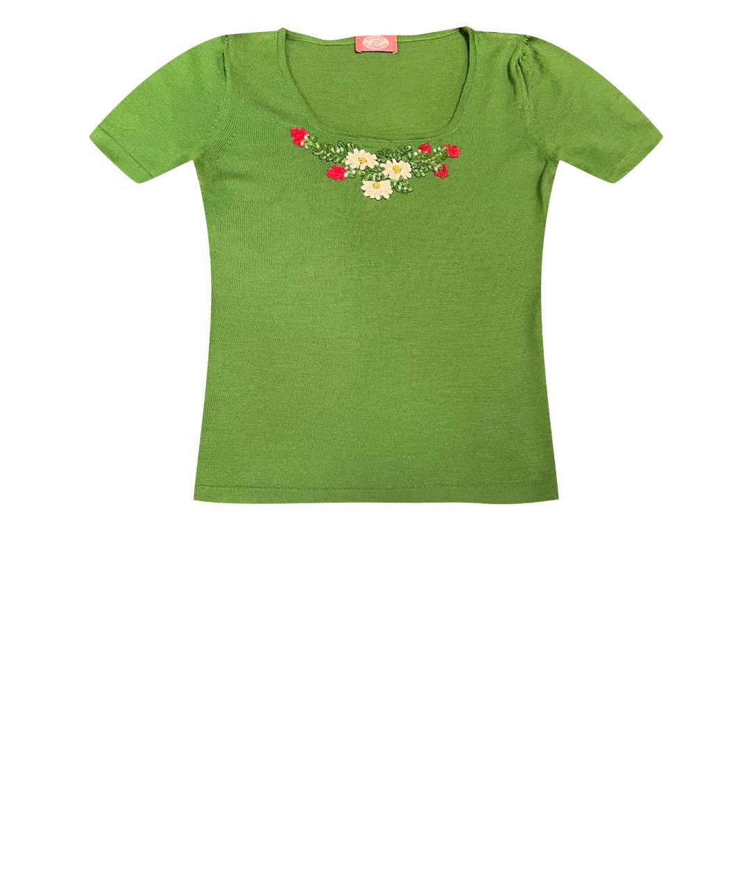 BLUGIRL Зеленая шерстяная футболка, фото 1