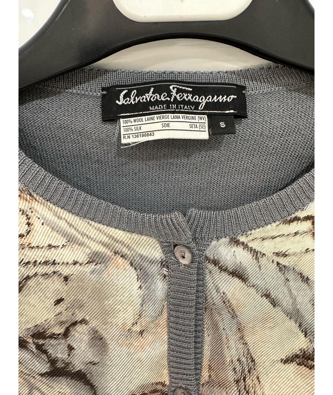 FERRAGAMO Серый шелковый кардиган, фото 3