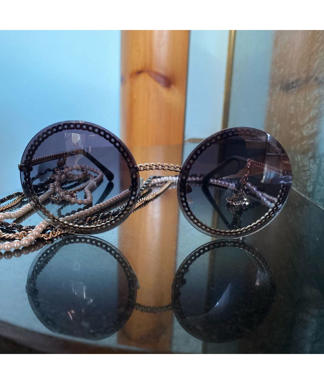 CHANEL PRE-OWNED Фиолетовые металлические солнцезащитные очки, фото 5