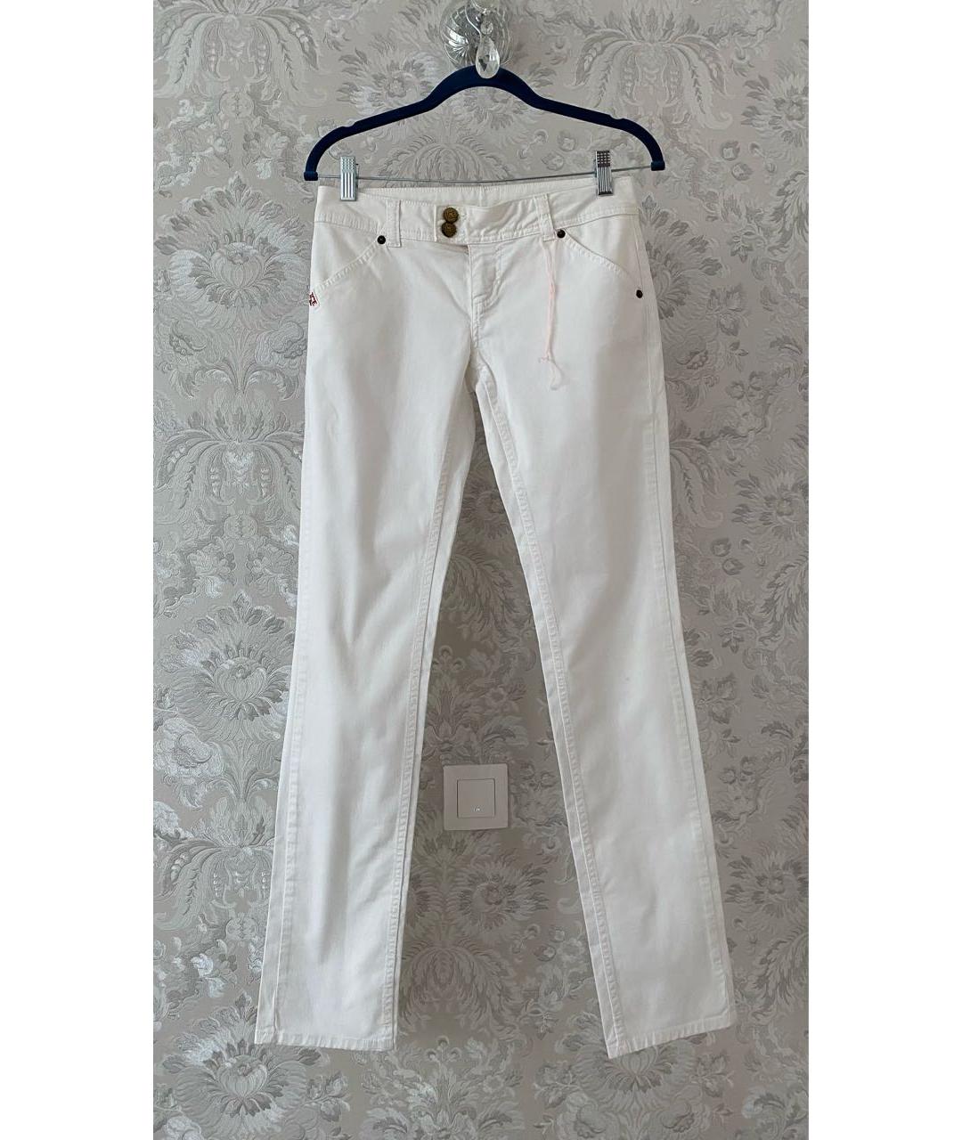 ICEBERG Белые хлопко-эластановые прямые джинсы, фото 9