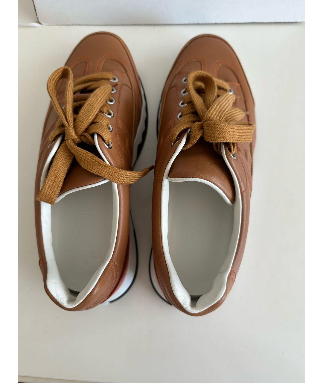 HERMES PRE-OWNED Оранжевое кожаные кроссовки, фото 3
