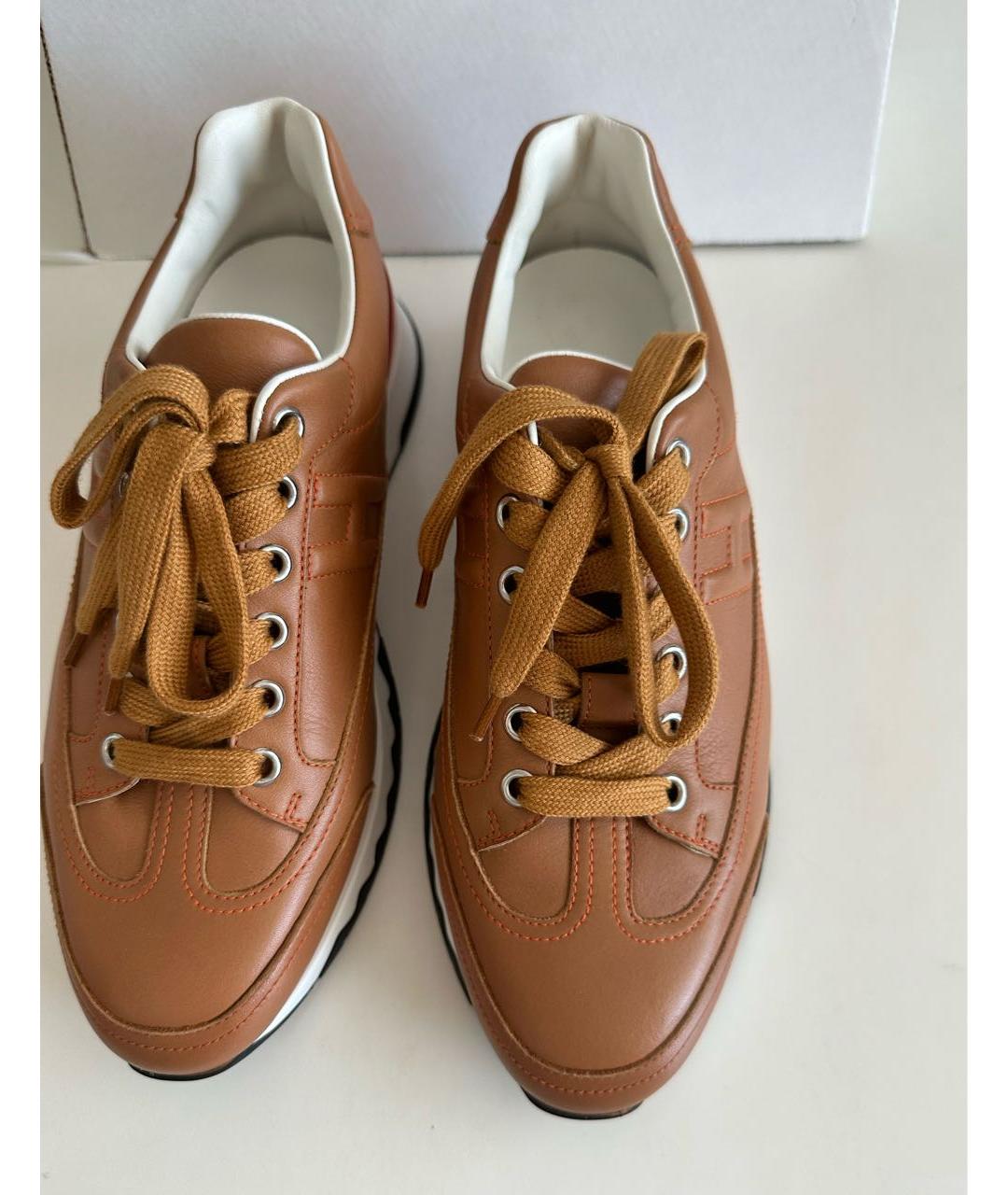HERMES PRE-OWNED Оранжевое кожаные кроссовки, фото 2