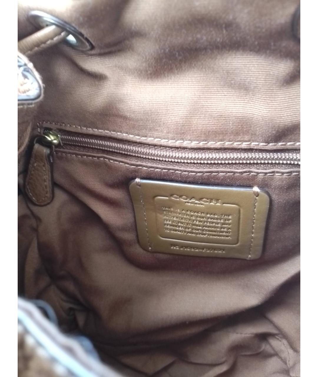 COACH Коричневый кожаный рюкзак, фото 4