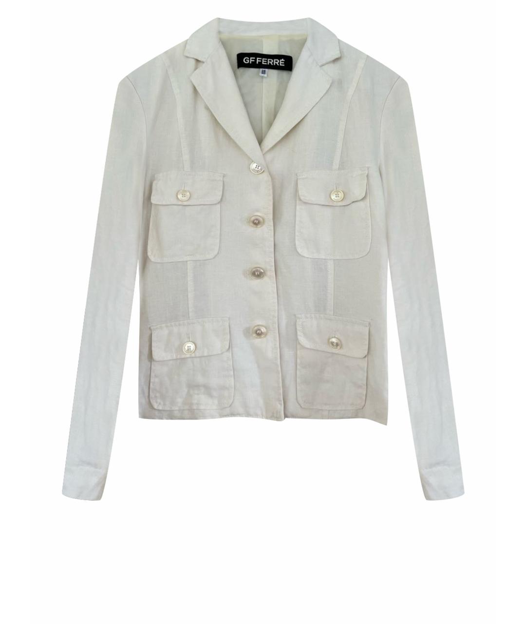 GIANFRANCO FERRE Белый льняной жакет/пиджак, фото 1