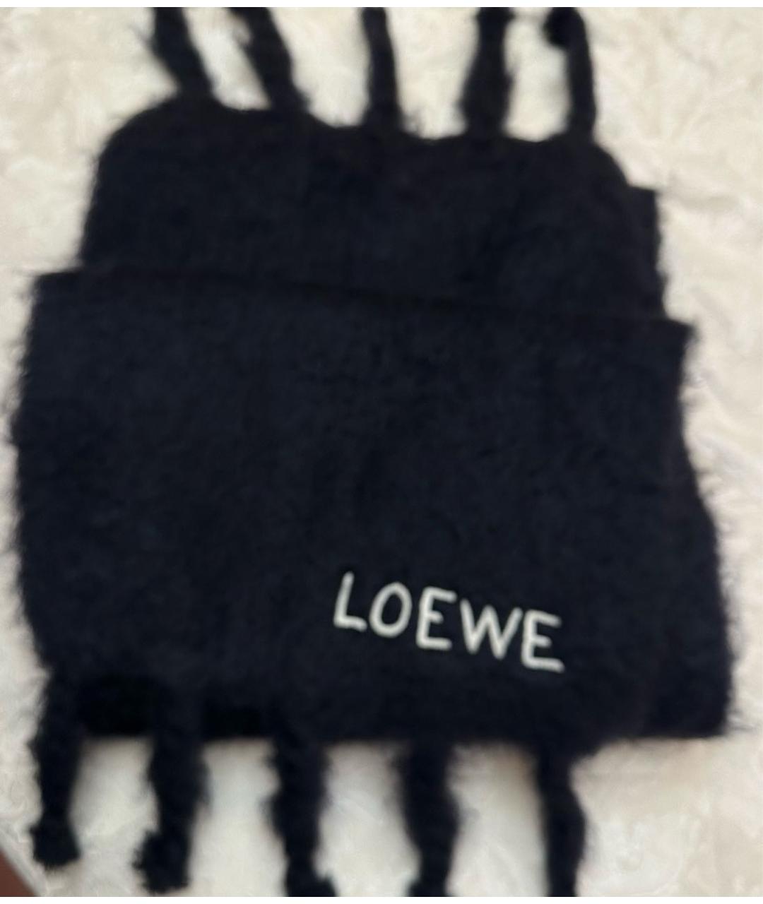 LOEWE Черный шерстяной шарф, фото 3