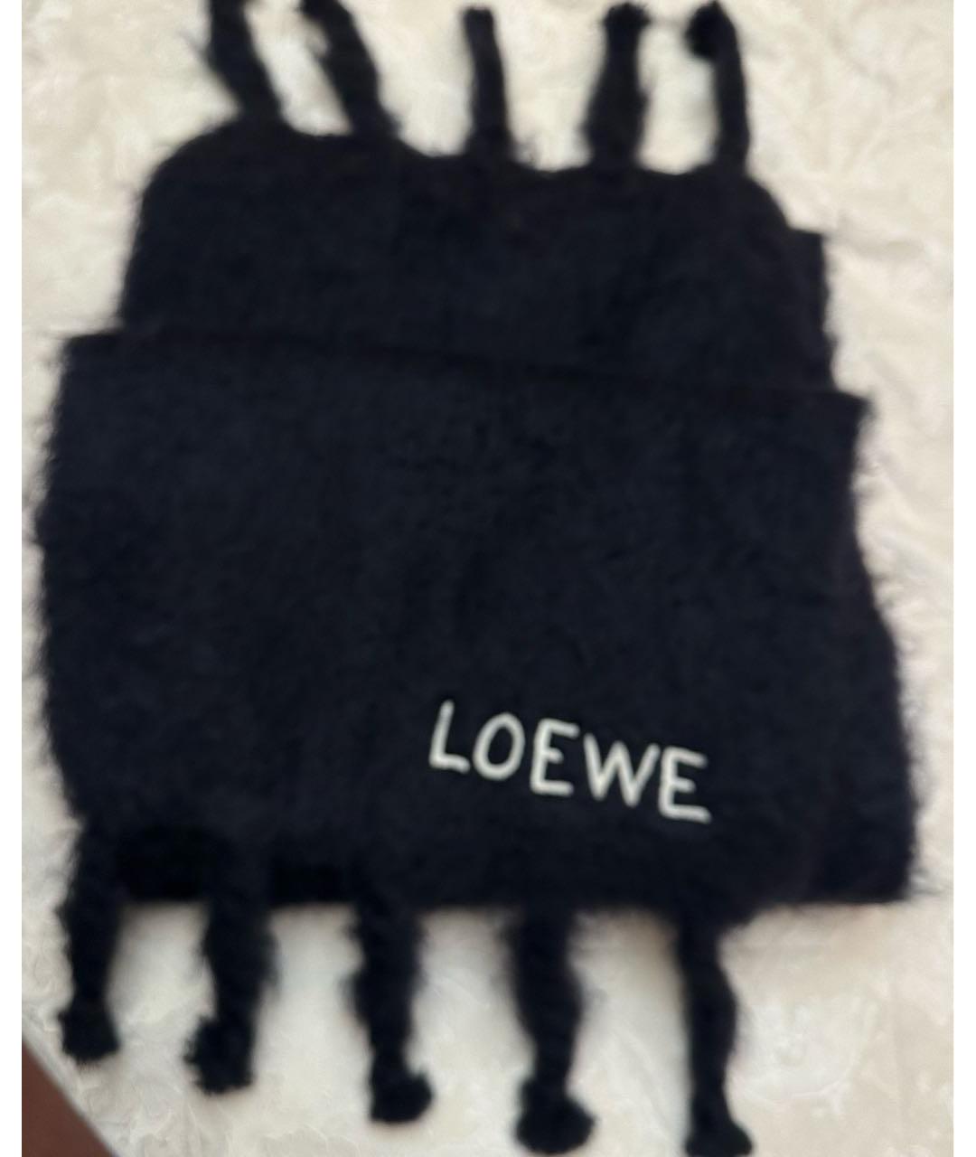 LOEWE Черный шерстяной шарф, фото 2