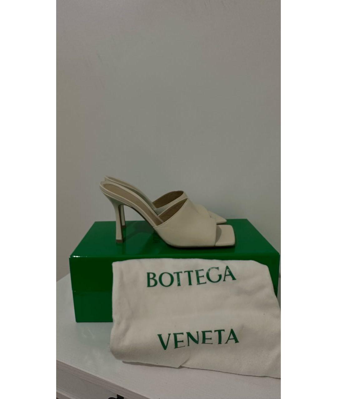 BOTTEGA VENETA Бежевые кожаные мюли, фото 8