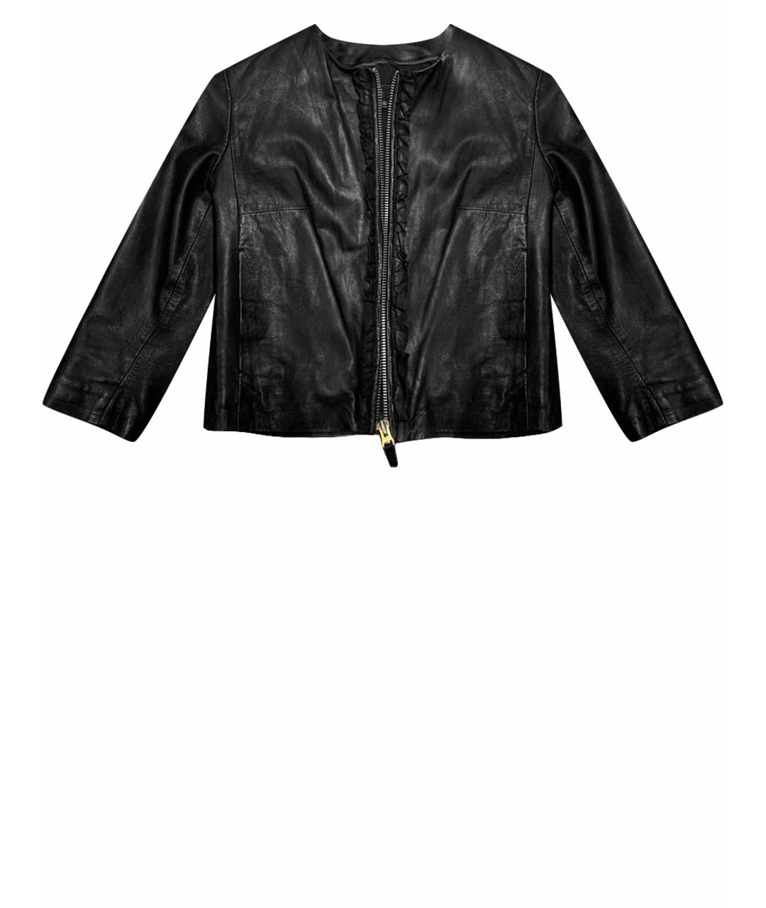 POLLINI Черный кожаный жакет/пиджак, фото 1