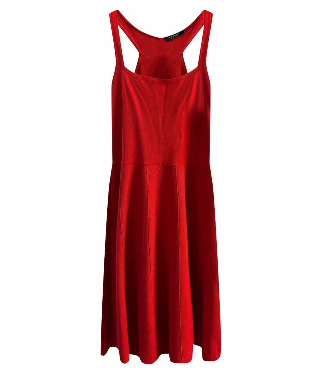 RALPH LAUREN Красное хлопковое повседневное платье, фото 1