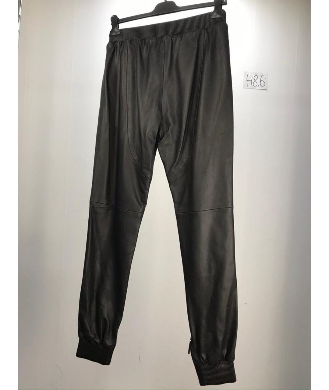 PHILIPP PLEIN Черные кожаные повседневные брюки, фото 2