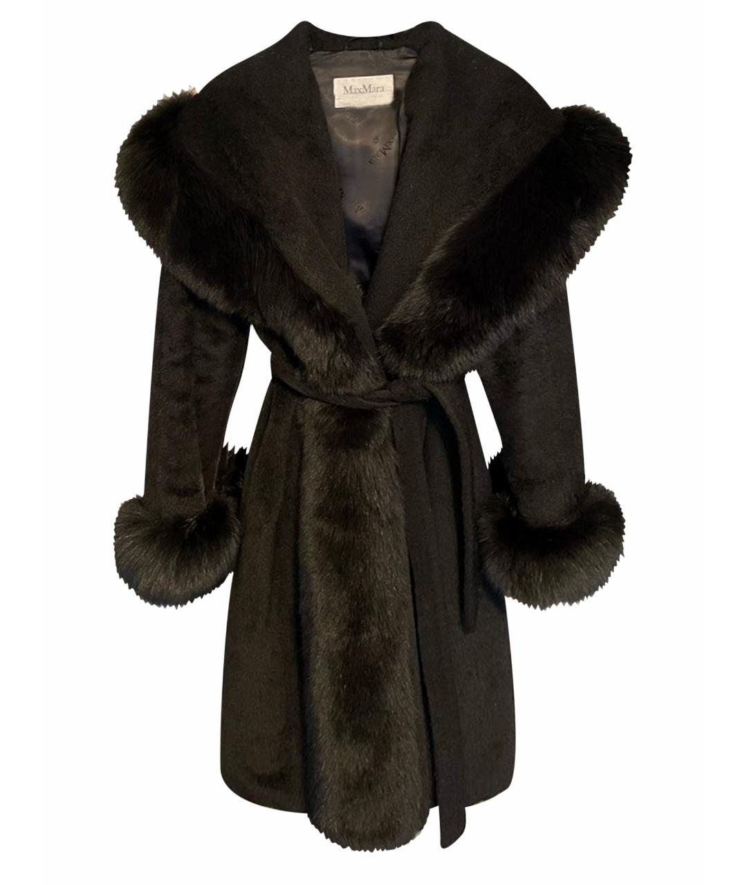 MAX MARA Черное меховое пальто, фото 1