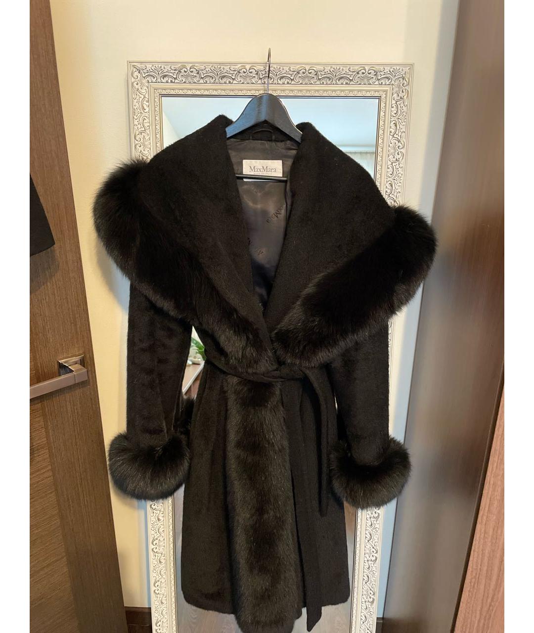 MAX MARA Черное меховое пальто, фото 5