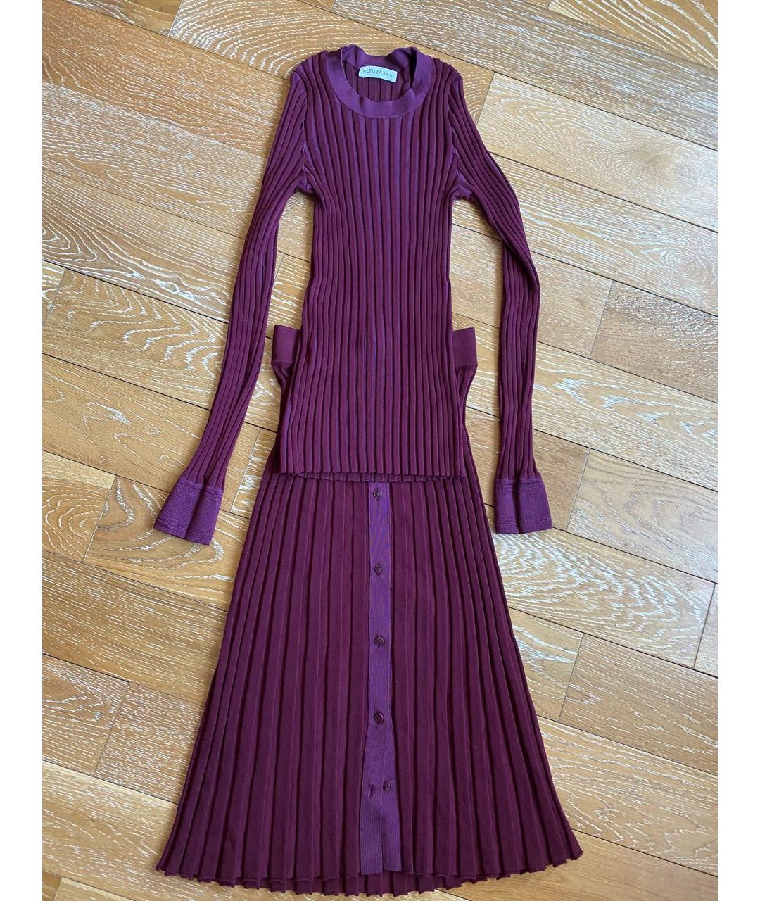 ALTUZARRA Бордовый вискозный костюм с юбками, фото 5