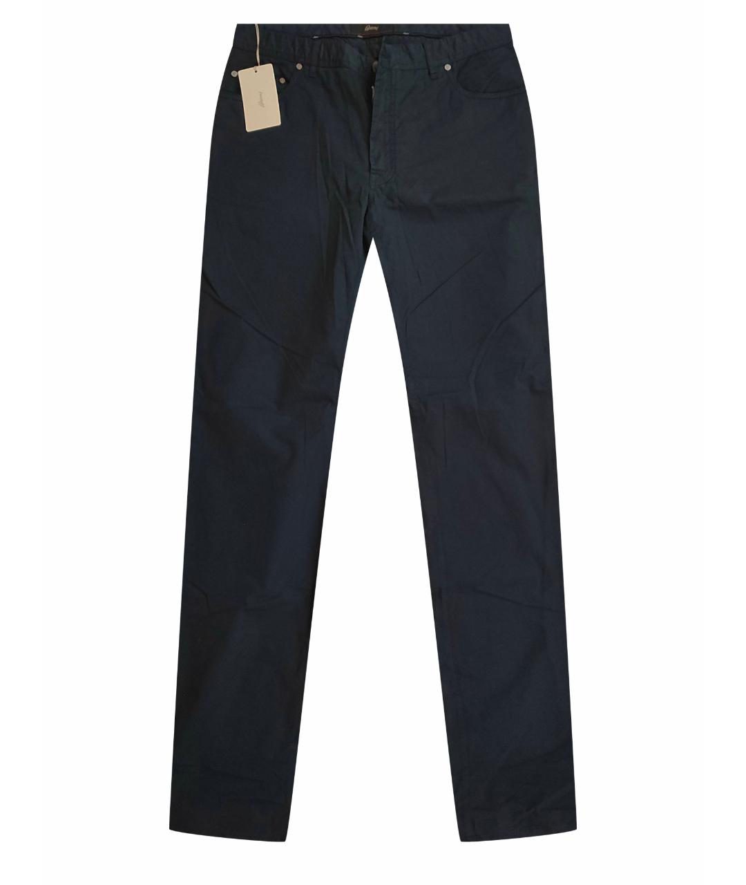 BRIONI Темно-синие хлопковые повседневные брюки, фото 1