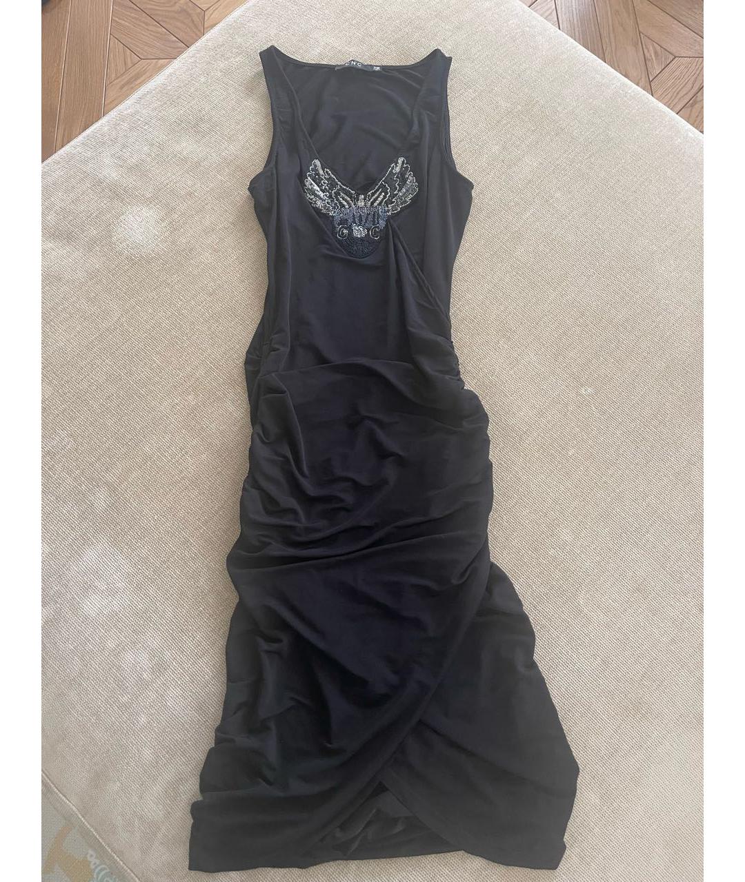 COSTUME NATIONAL Черное ацетатное коктейльное платье, фото 8