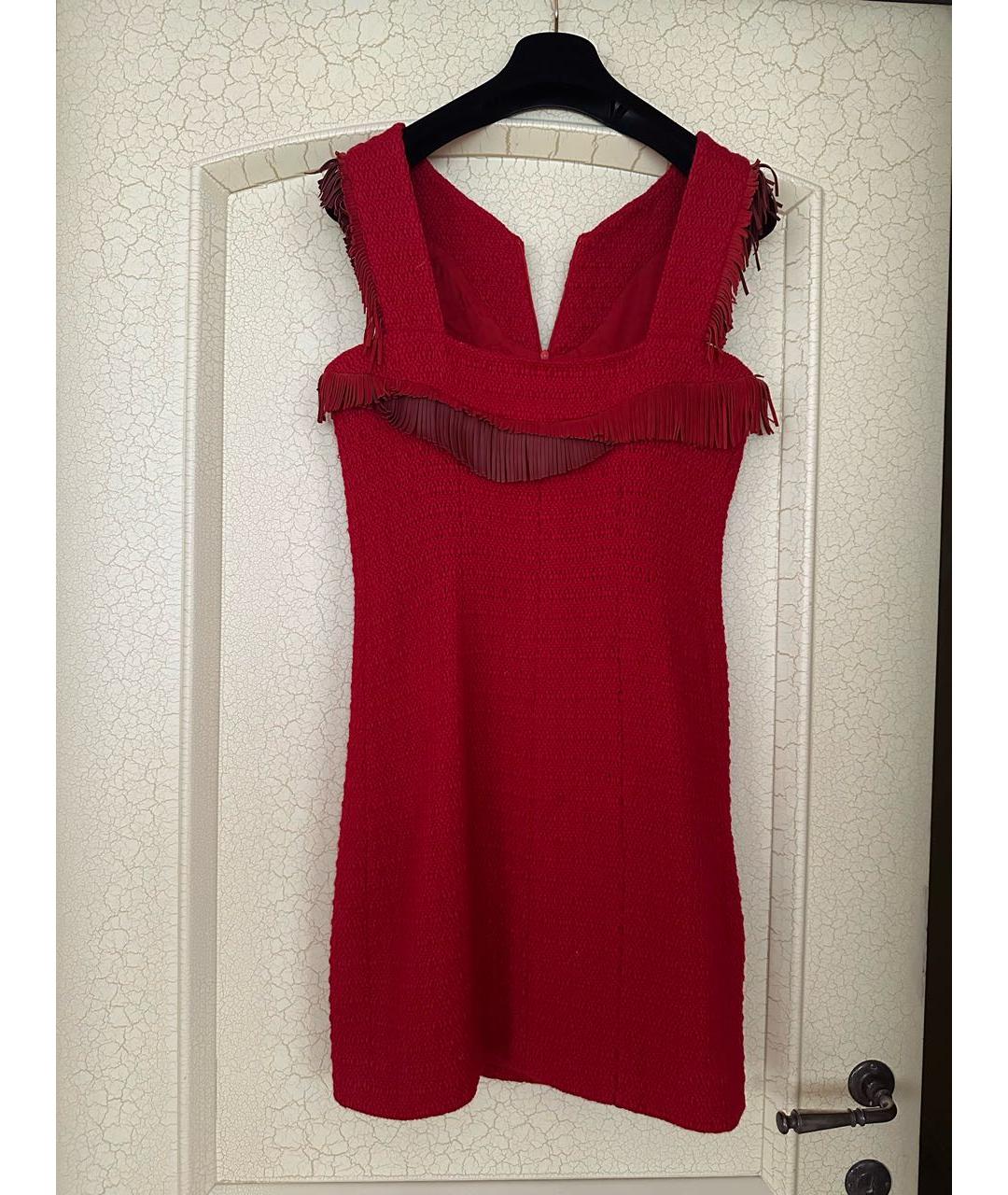 CHANEL PRE-OWNED Красное шерстяное повседневное платье, фото 2