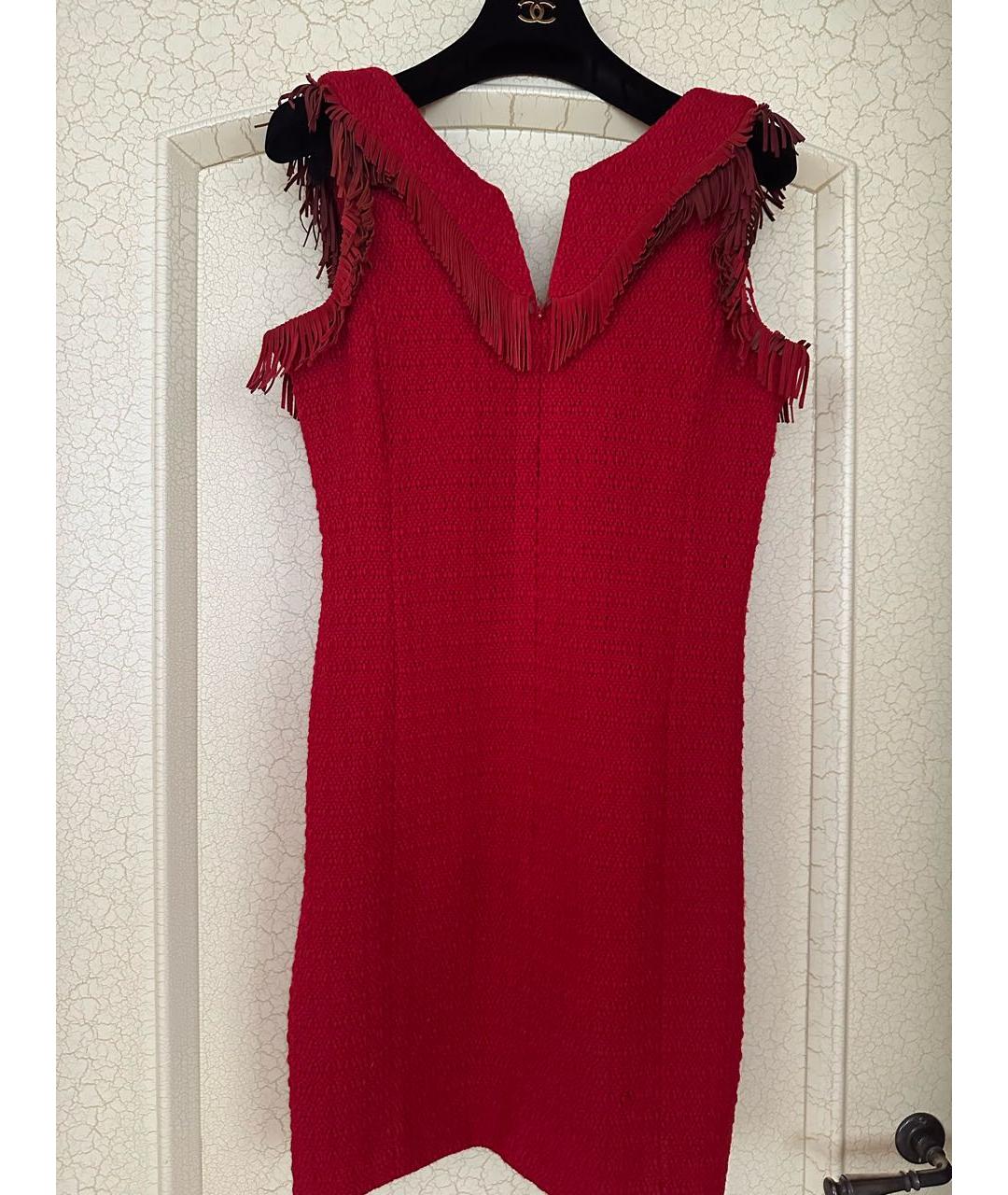 CHANEL PRE-OWNED Красное шерстяное повседневное платье, фото 7