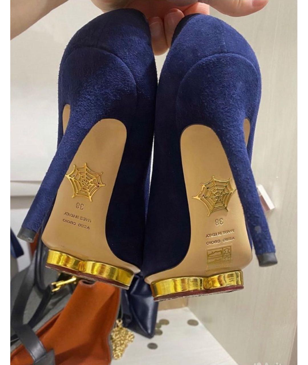 CHARLOTTE OLYMPIA Темно-синие замшевые туфли, фото 5