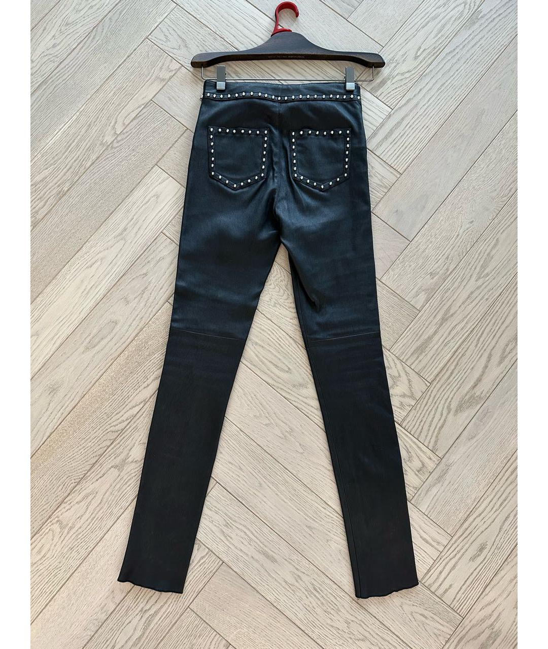 SAINT LAURENT Черные кожаные брюки узкие, фото 2