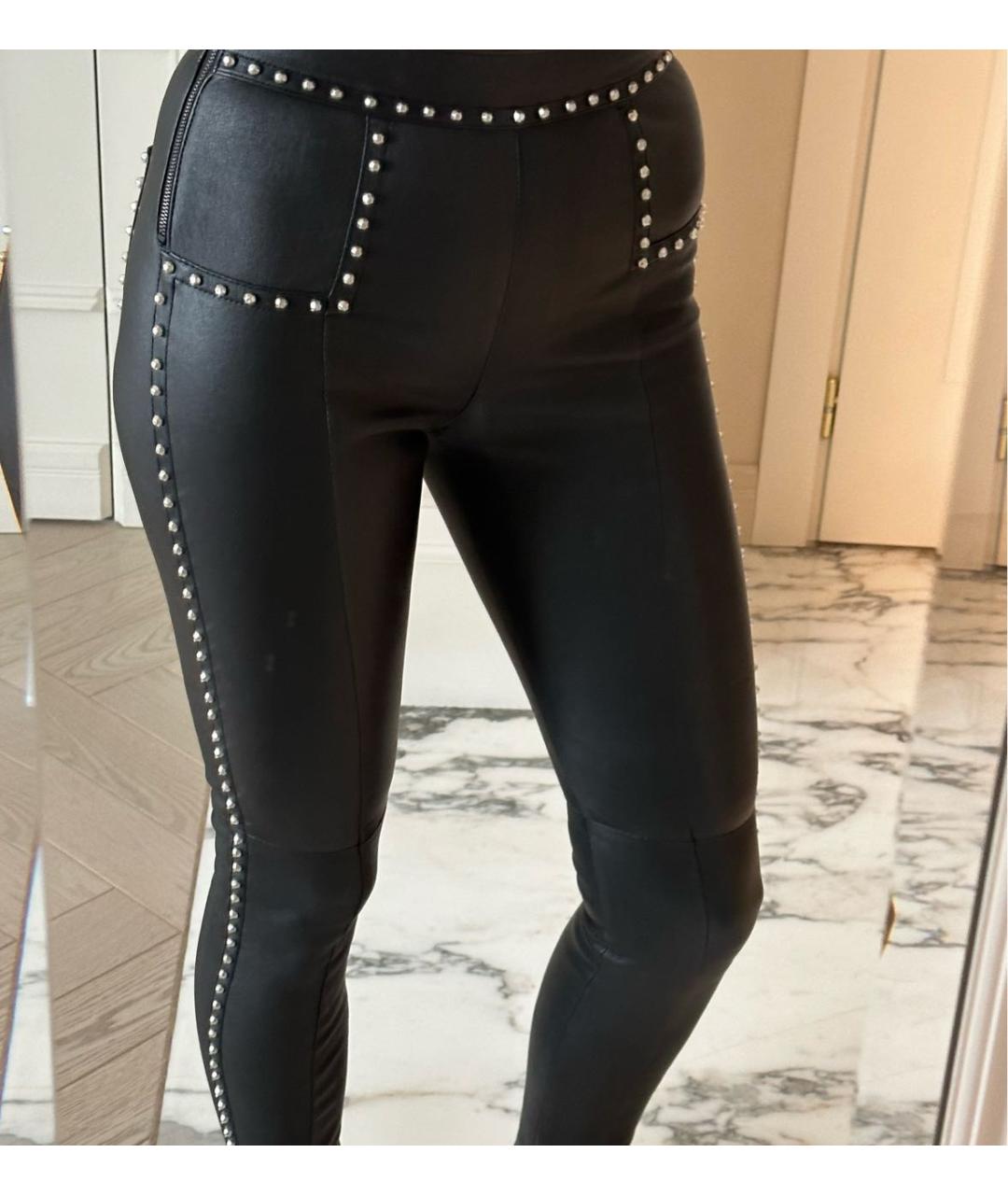 SAINT LAURENT Черные кожаные брюки узкие, фото 7