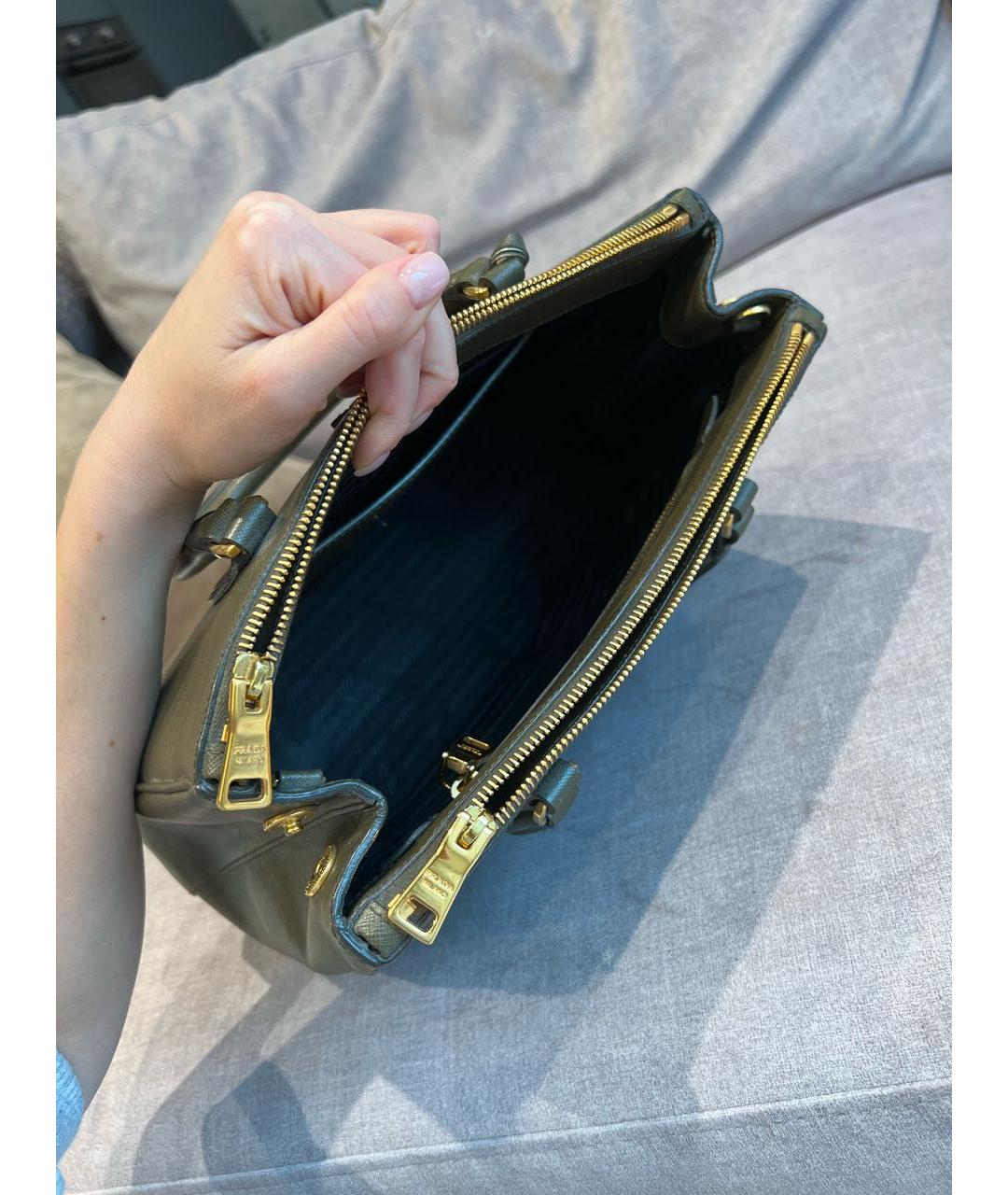 PRADA Хаки кожаная сумка через плечо, фото 4