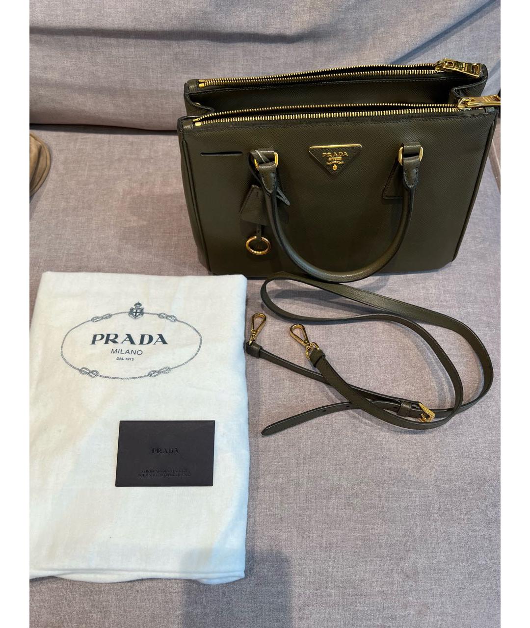 PRADA Хаки кожаная сумка через плечо, фото 5