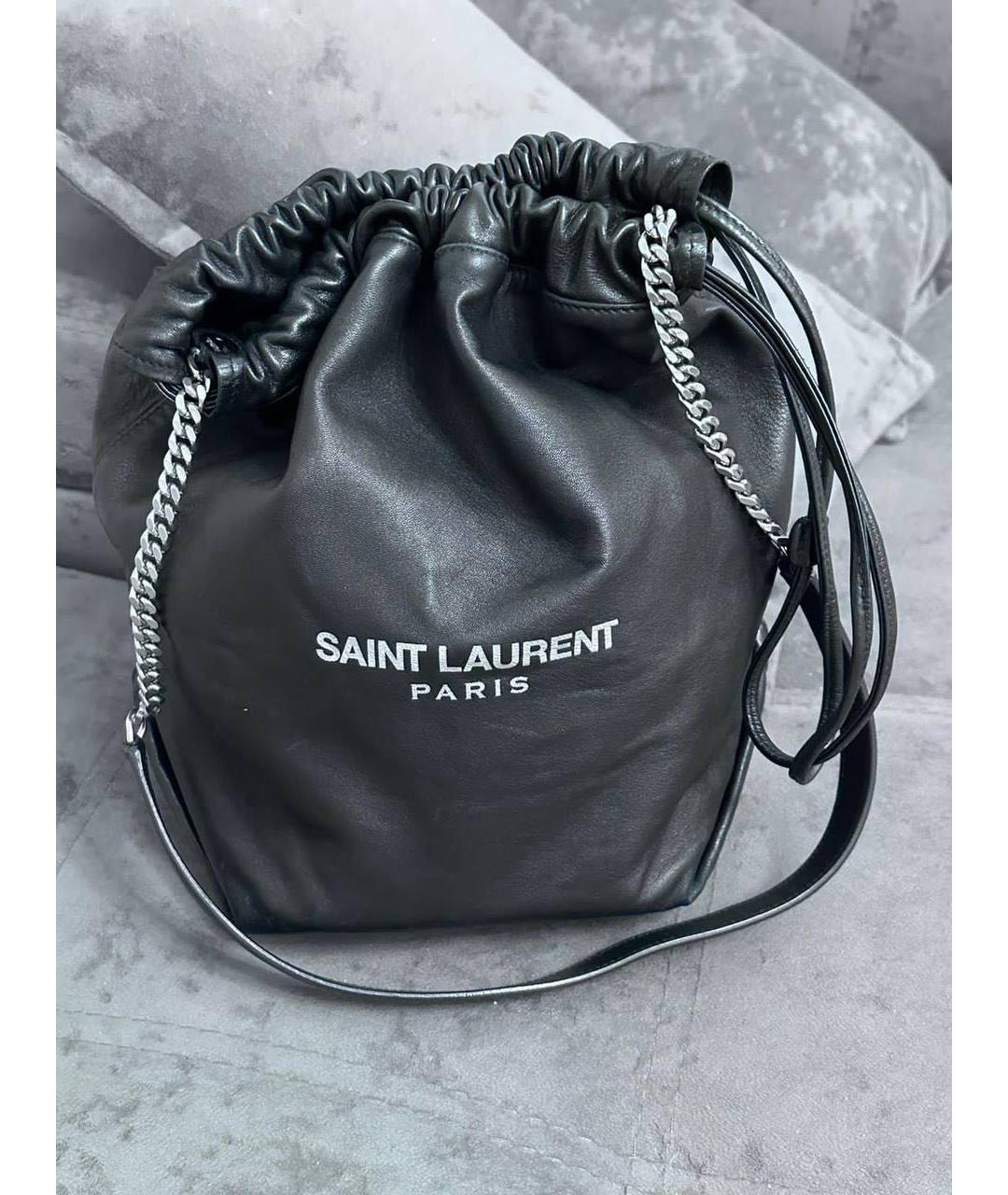SAINT LAURENT Черная кожаная сумка тоут, фото 9