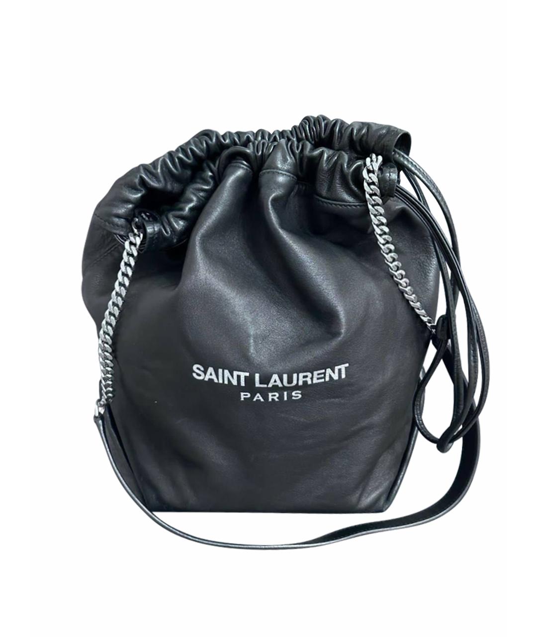SAINT LAURENT Черная кожаная сумка тоут, фото 1