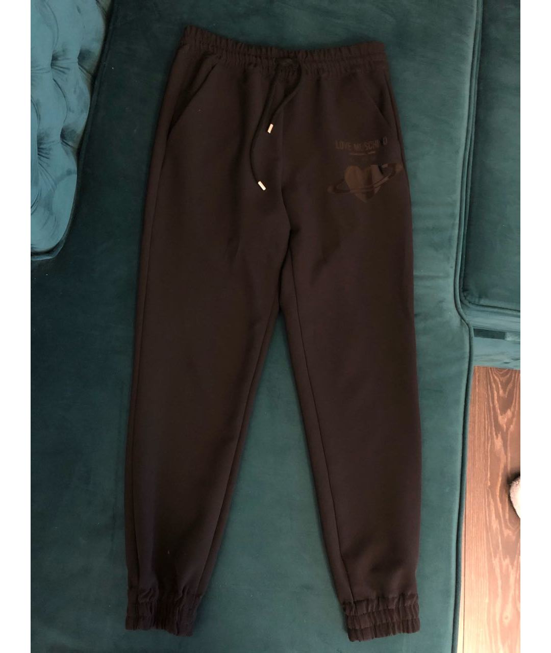 LOVE MOSCHINO Черные вискозные прямые брюки, фото 5
