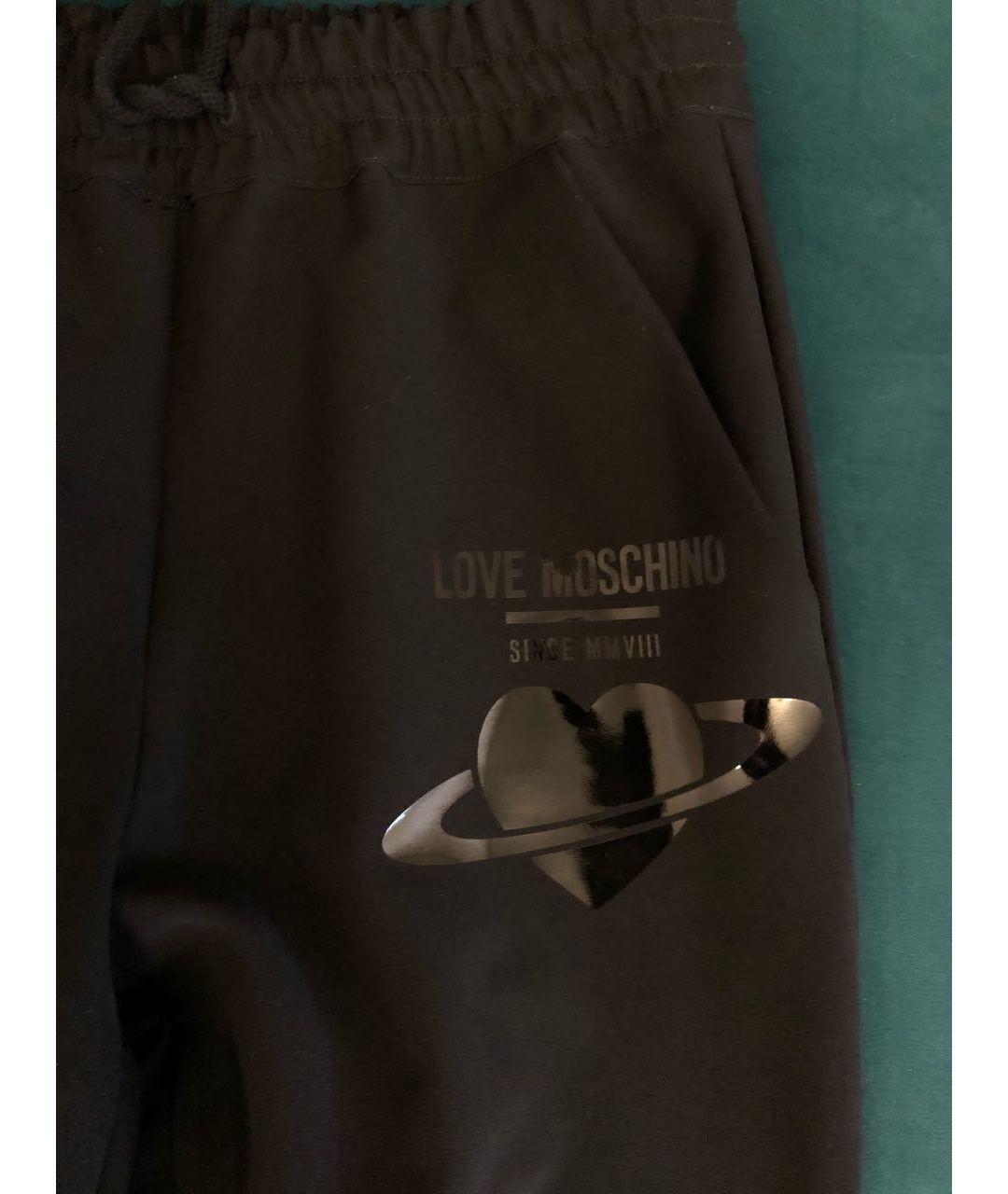 LOVE MOSCHINO Черные вискозные прямые брюки, фото 4
