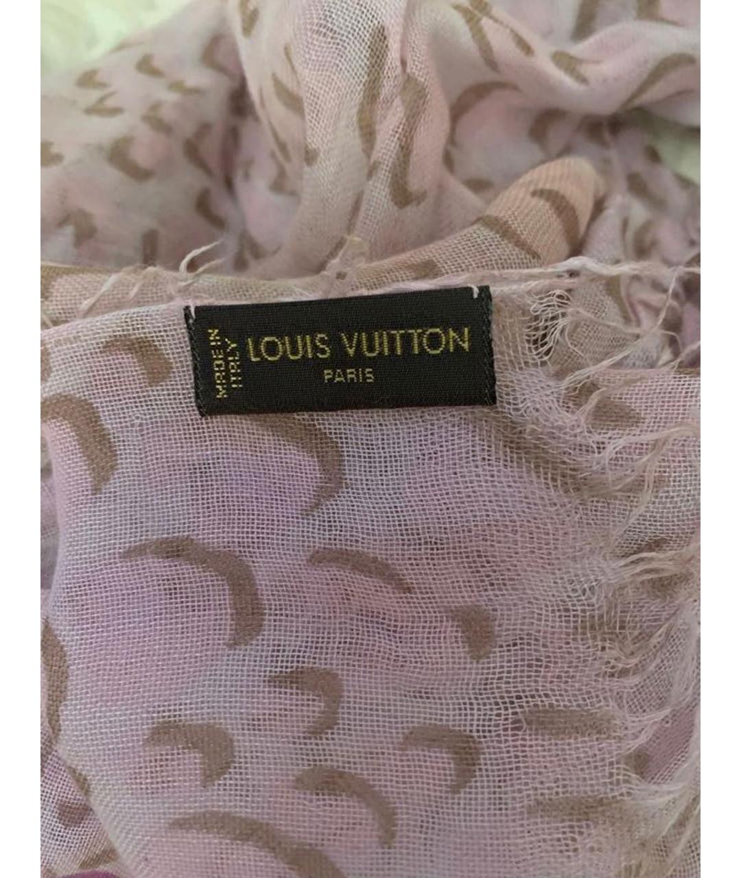 LOUIS VUITTON Розовый кашемировый шарф, фото 3
