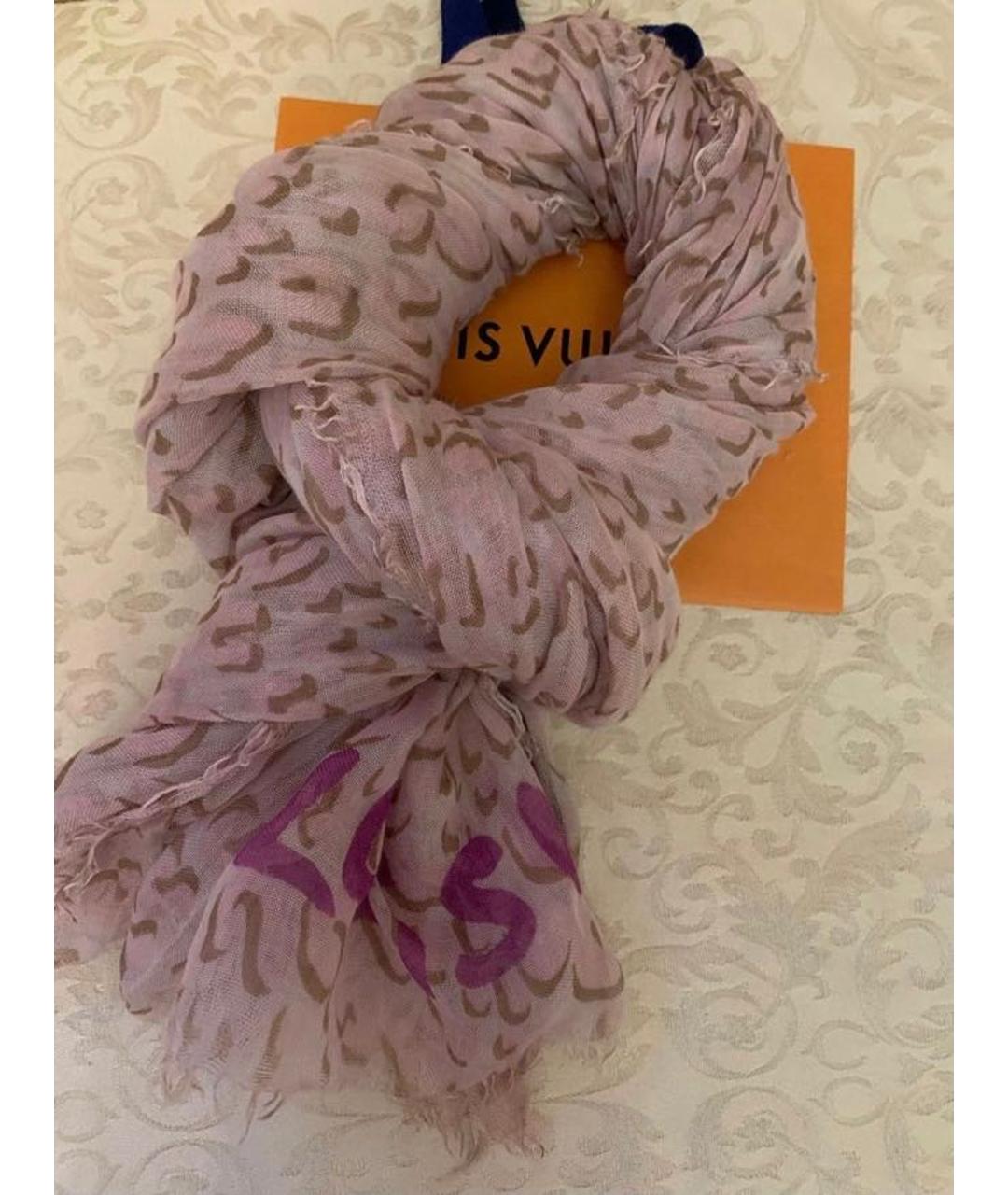 LOUIS VUITTON Розовый кашемировый шарф, фото 4