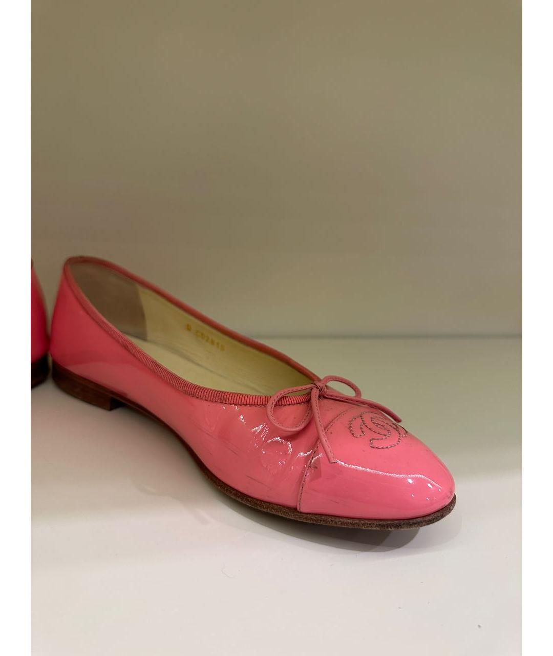 CHANEL PRE-OWNED Розовые балетки из лакированной кожи, фото 7