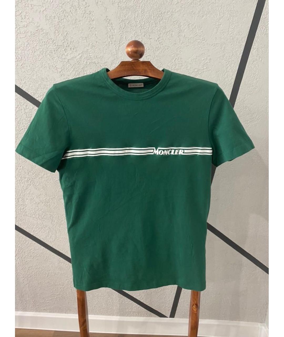MONCLER Зеленая хлопковая футболка, фото 8