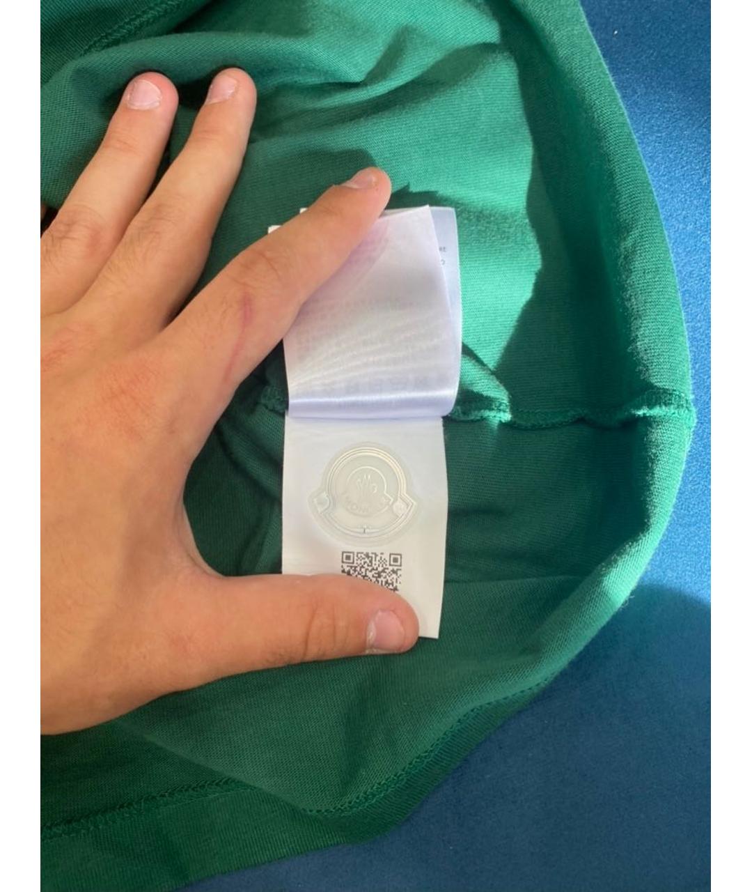 MONCLER Зеленая хлопковая футболка, фото 6