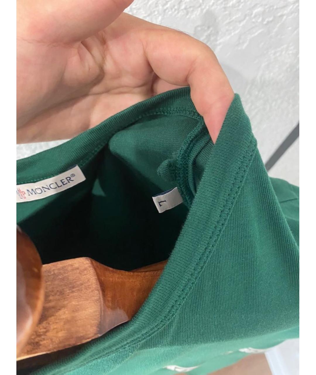 MONCLER Зеленая хлопковая футболка, фото 3
