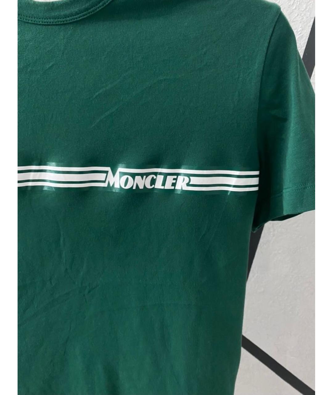 MONCLER Зеленая хлопковая футболка, фото 4