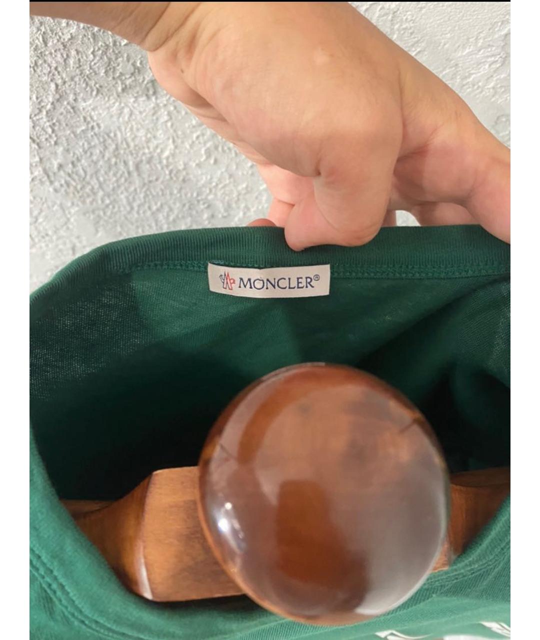 MONCLER Зеленая хлопковая футболка, фото 2
