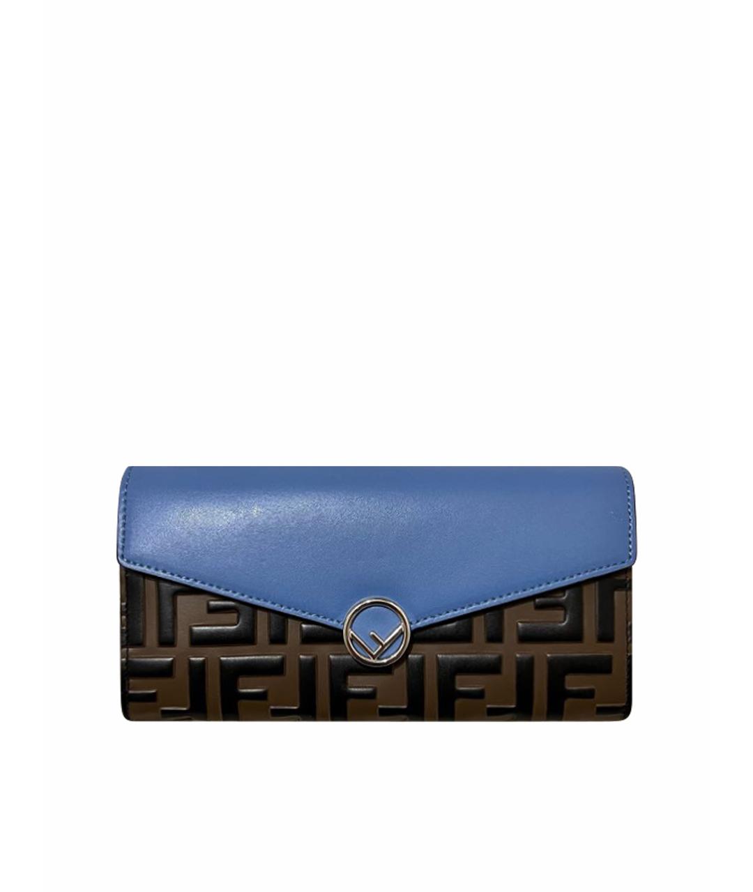 FENDI Голубой кожаный кошелек, фото 1