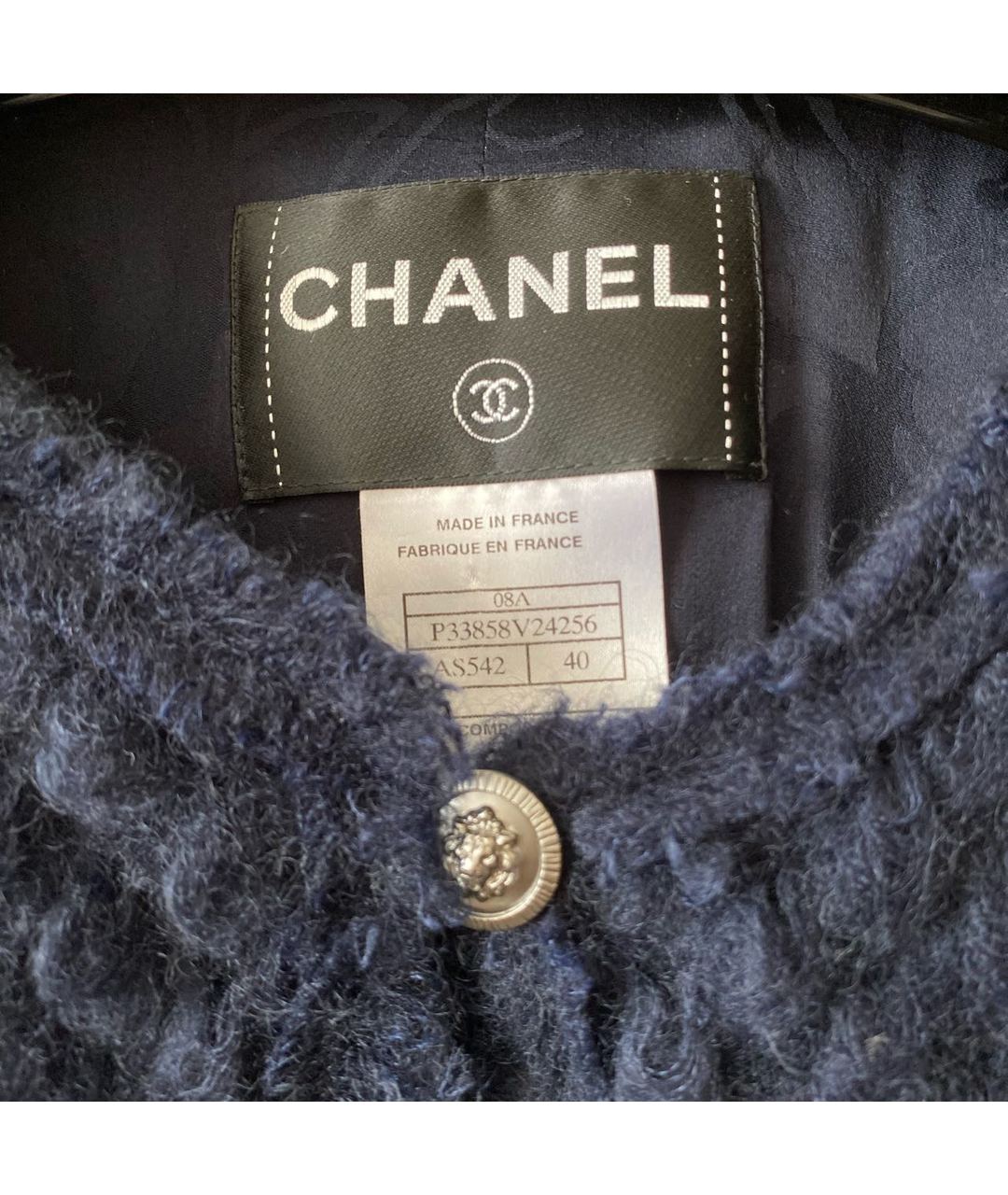 CHANEL PRE-OWNED Темно-синий шерстяной жакет/пиджак, фото 3