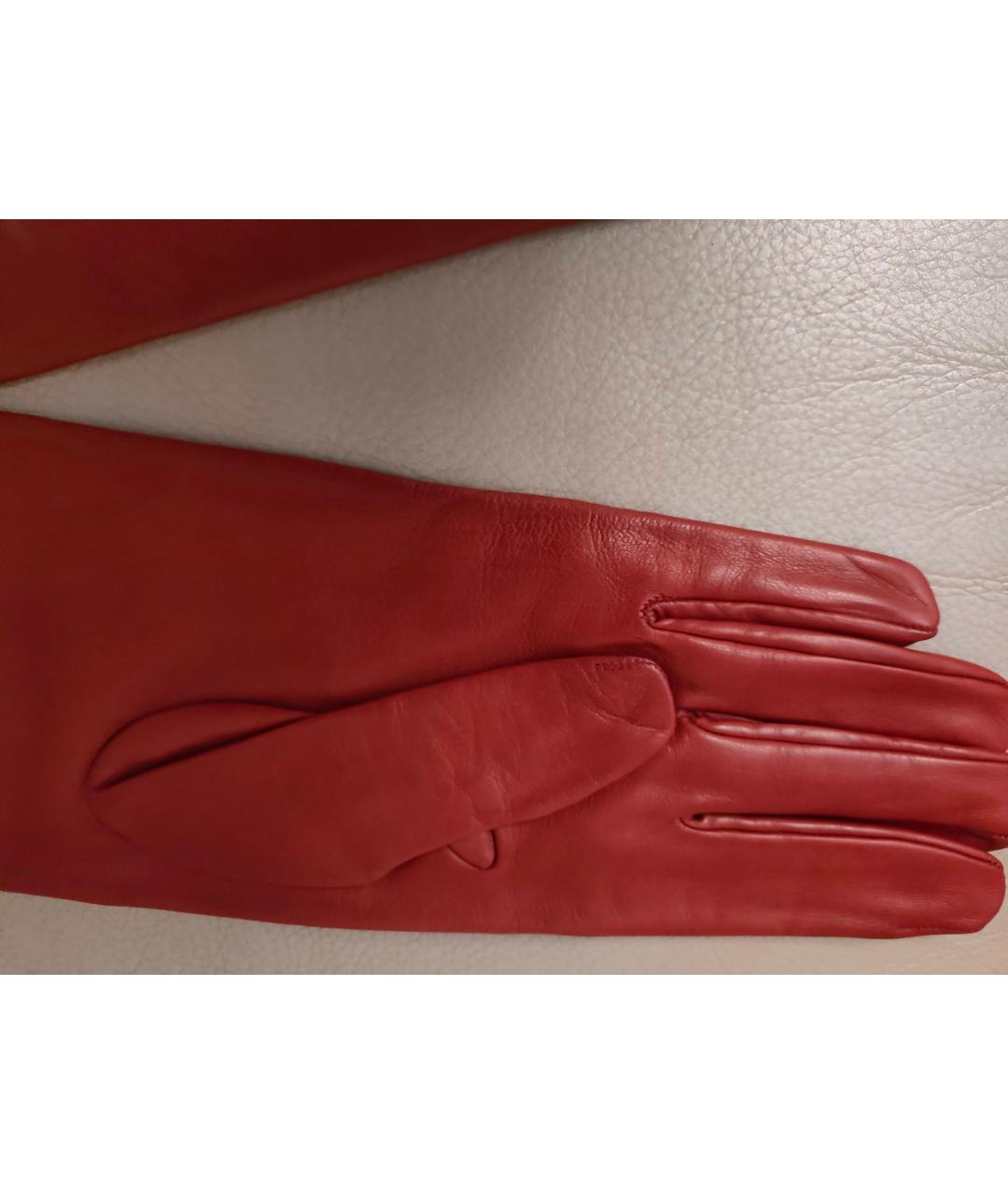 VALENTINO Красные кожаные перчатки, фото 5