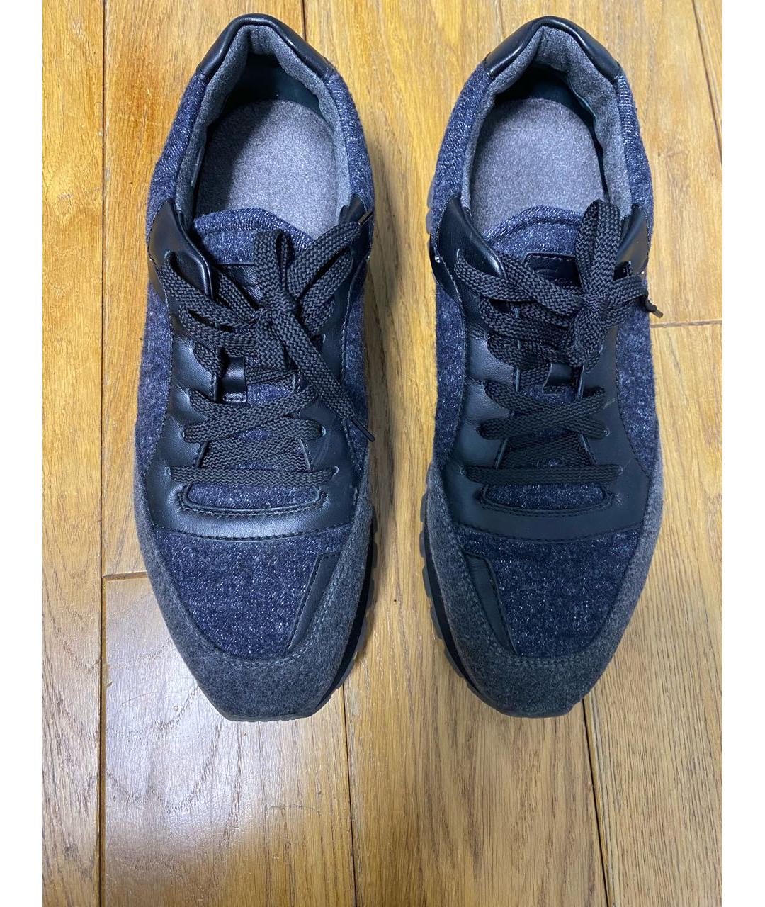 SANTONI Темно-синие текстильные низкие кроссовки / кеды, фото 2