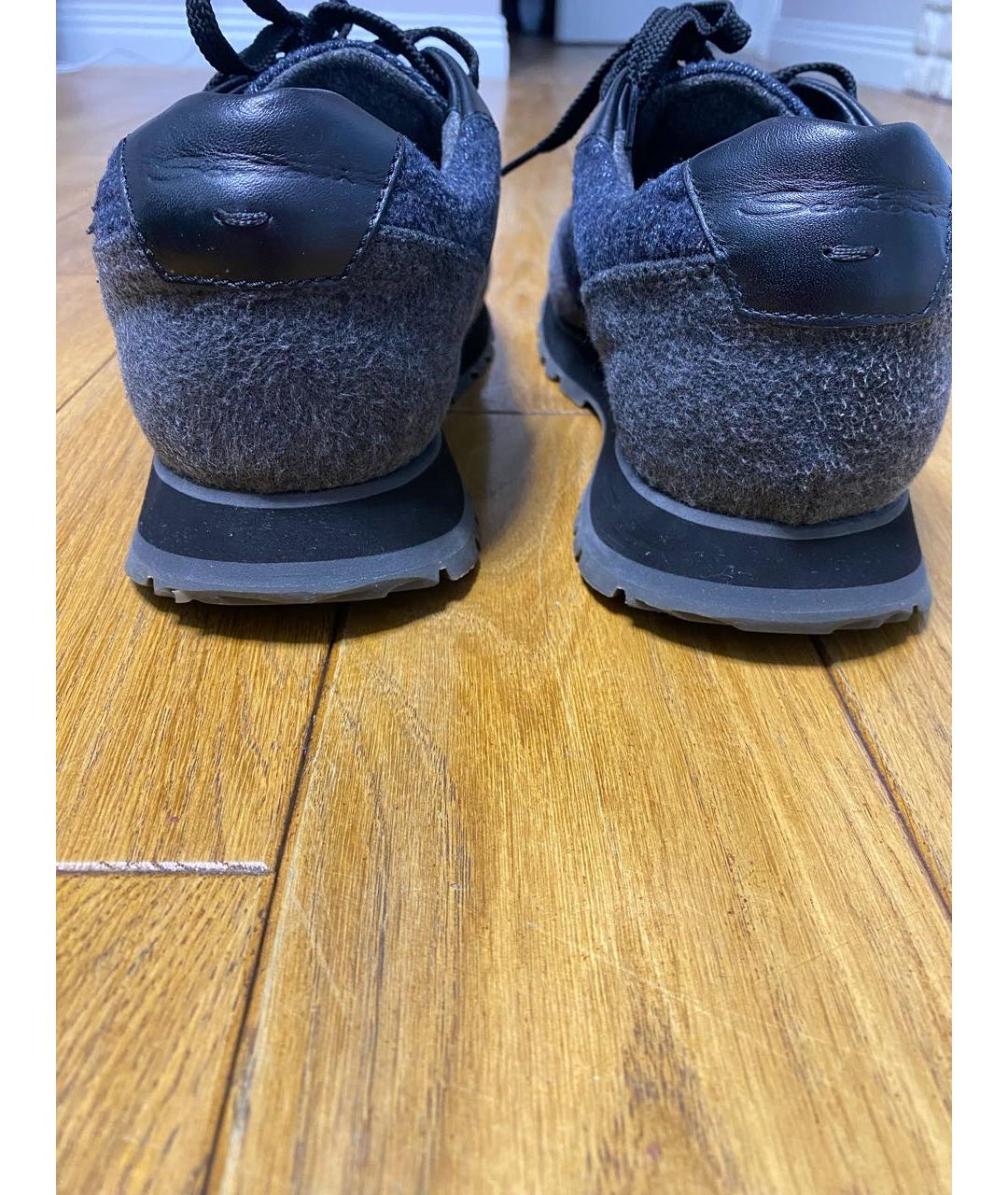 SANTONI Темно-синие текстильные низкие кроссовки / кеды, фото 4