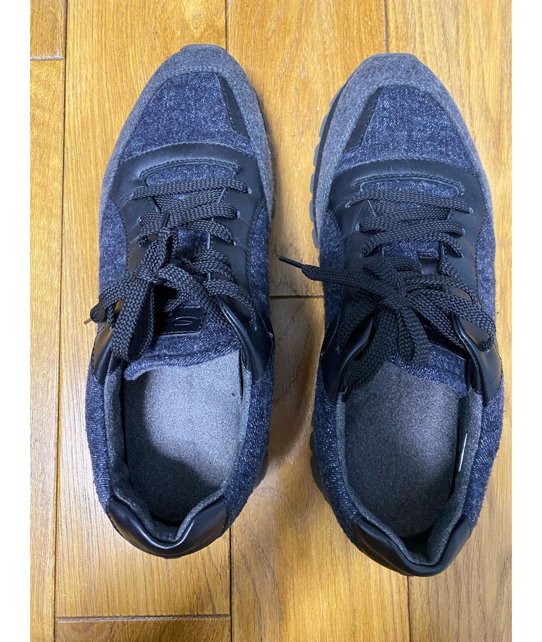 SANTONI Темно-синие текстильные низкие кроссовки / кеды, фото 3