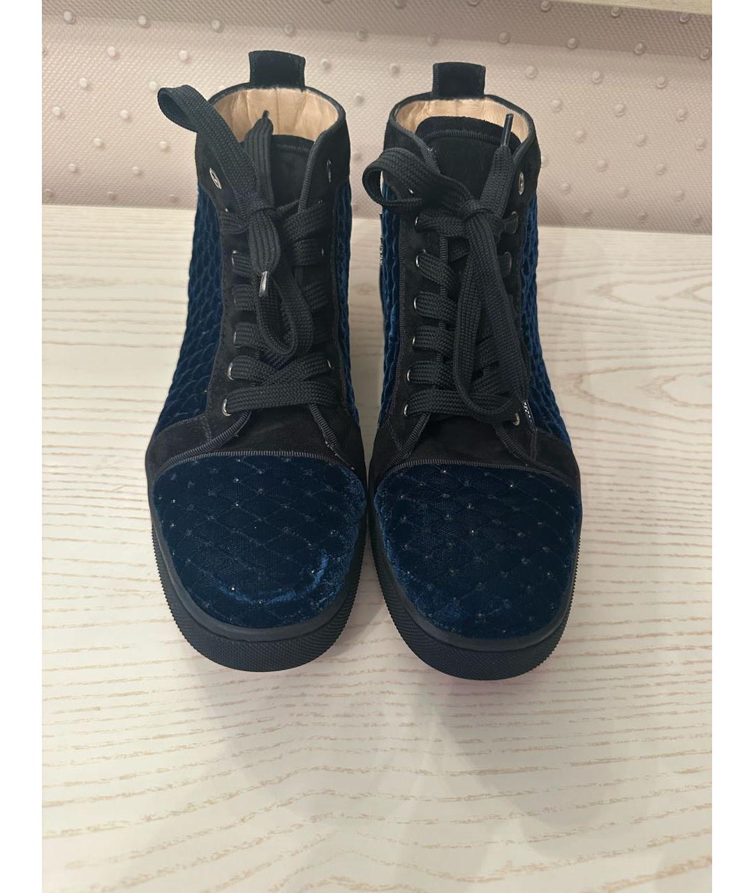 CHRISTIAN LOUBOUTIN Синие бархатные кроссовки, фото 2
